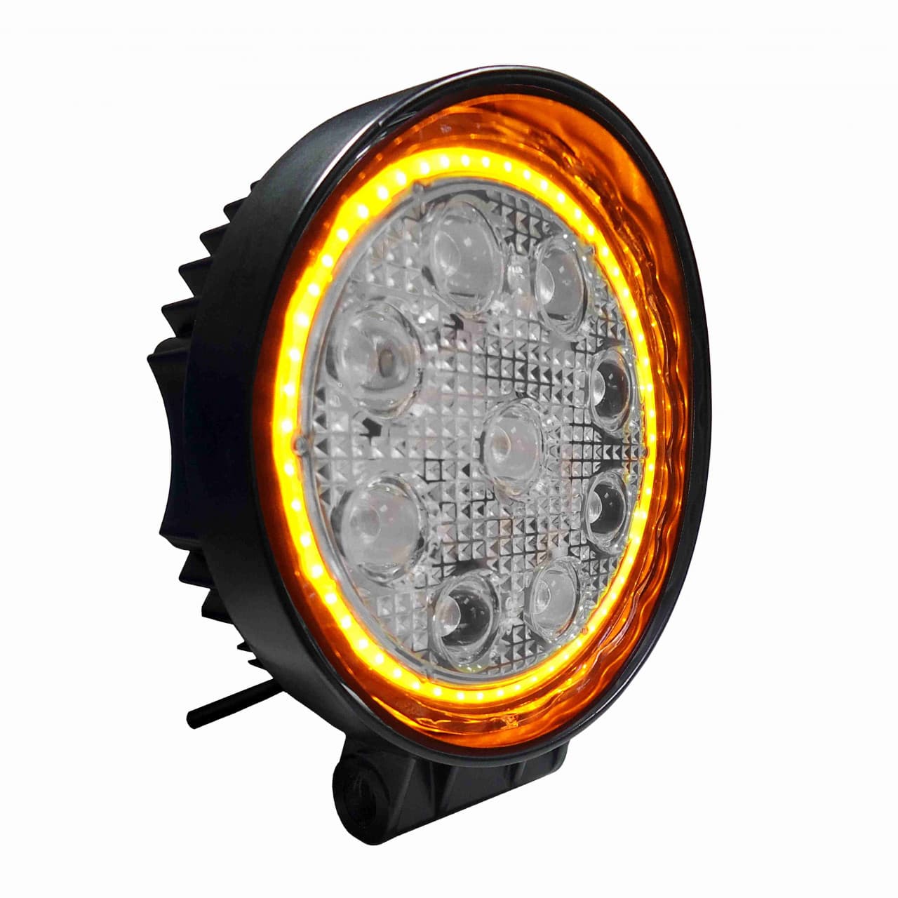 FAROL DE TRABALHO REDONDO C/LEDS BRANCOS C/ARO 27W