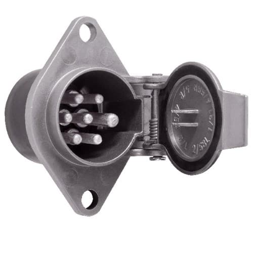 TOMADA ELETRICA FEMEA 7 POLOS REDONDA ALUMINIO