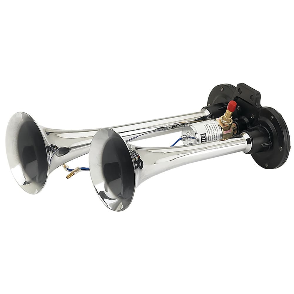 BUZINA ELETROPNEUMATICA 2 CORNETAS CROMADA 12/24V