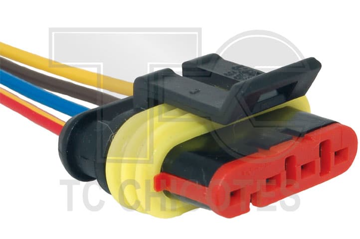CONECTOR 4 VIAS INJ.EL./M.LENTA,FLANGE VW C/FIO