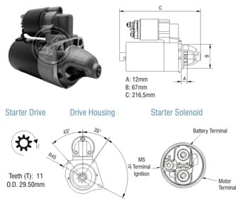 MT.PT. 12V DM UNO PALIO 1.0 (R) 0,8KW