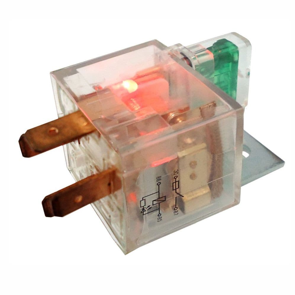 RELE AUXILIAR ACRILICO LED 40A - 12V C/SUPORTE