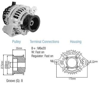 ALT. 12V 90A KCB1 FORD F250 F12000 F14000 F16000